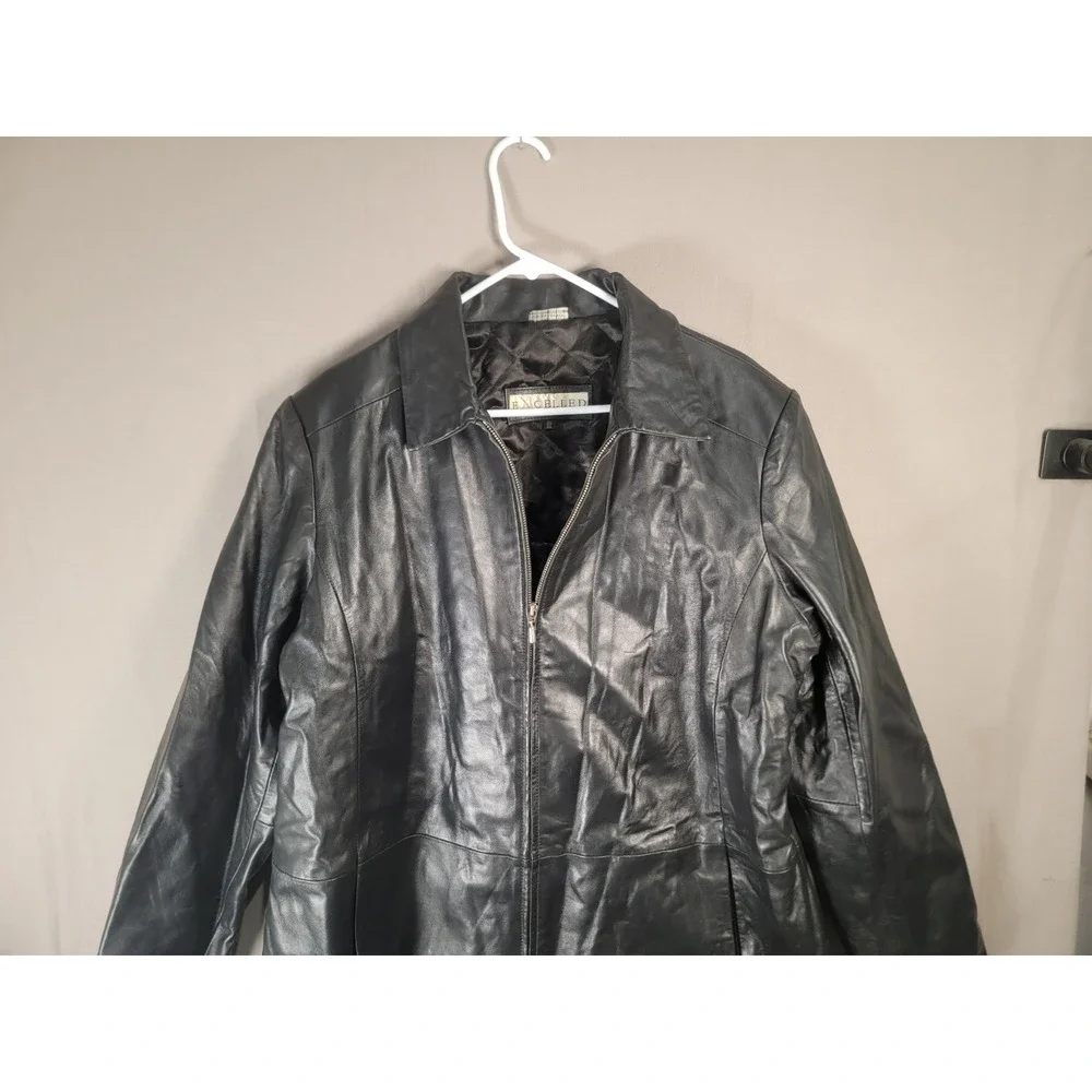 Excelled Leather Jacket Mens 2XL Big Black Genuine Leather Quilted Coat Full Zip